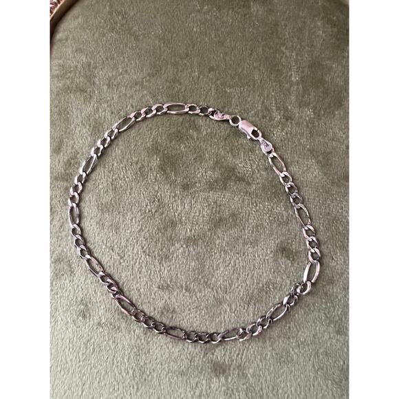 10” Sterling Silver 925 Italy Figaro Anklet – 3mm Chain – Unisex Vintage - Picture 2 of 12